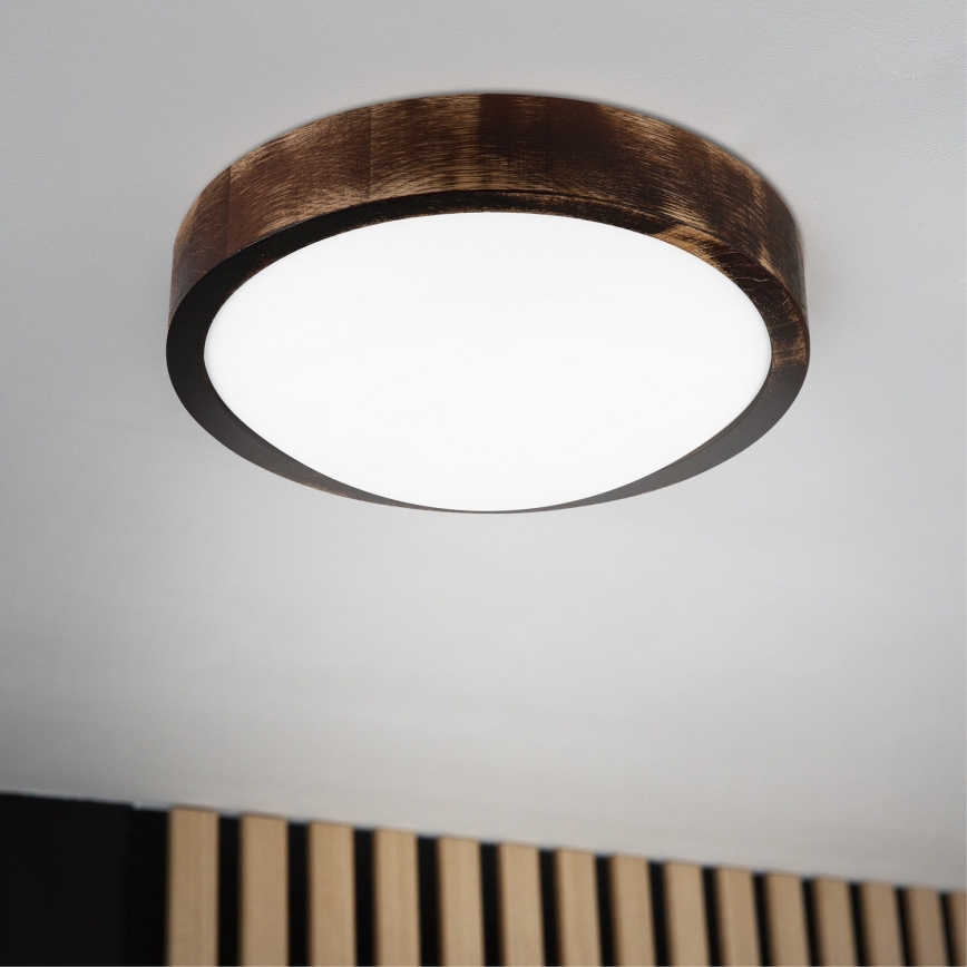 Lampa sufitowa LED OAK SMOKY SLIM LED/20W/230V 4000K śr. 27 cm dąb/ciemny brąz