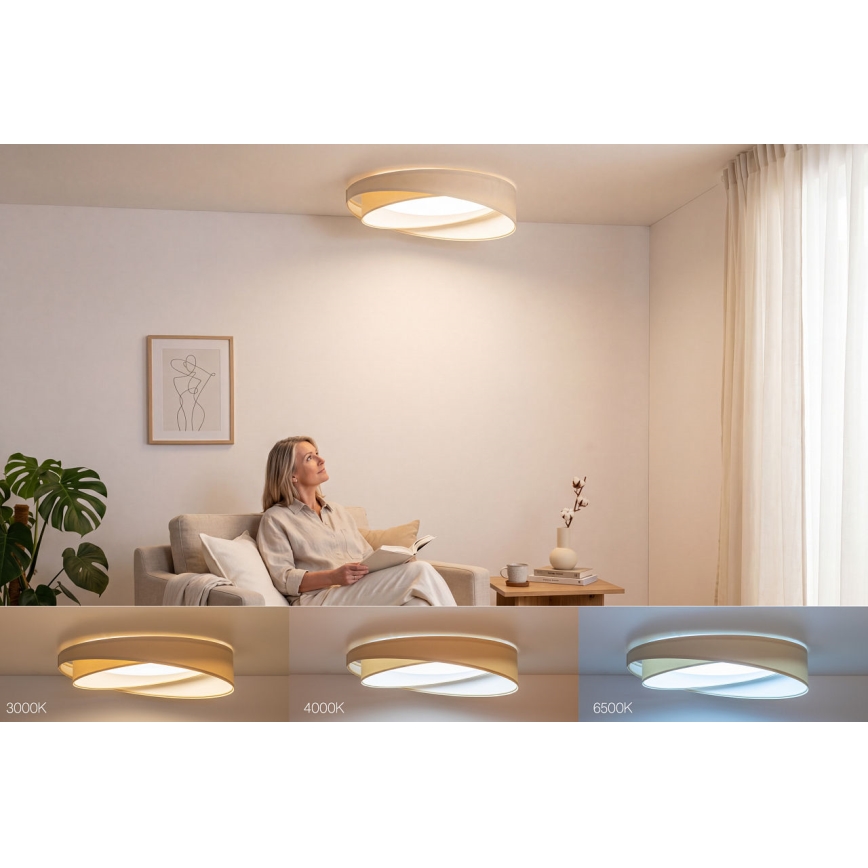 Ściemnialna lampa sufitowa LED SMART GALAXY MODERN LED/24W/230V 3000-6500K śr. 55 cm kremowa/biała + pilot zdalnego sterowania