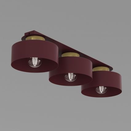 Lampa sufitowa MARTI 3xE27/15W/230V 68x20,5 cm bordowy/złoty