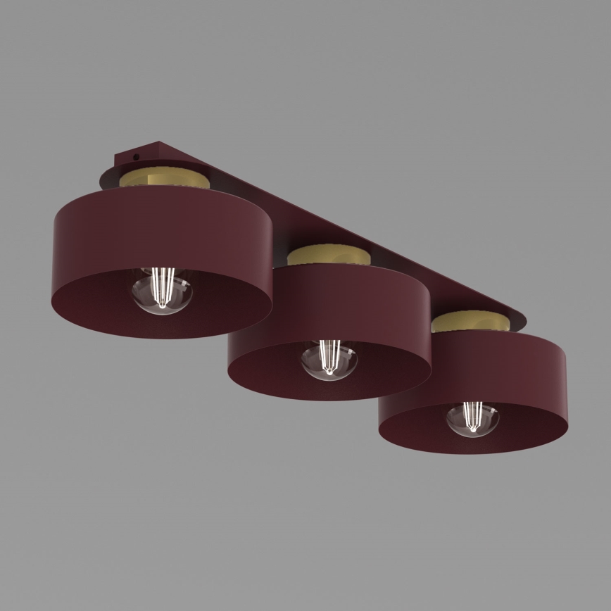 Lampa sufitowa MARTI 3xE27/15W/230V 68x20,5 cm bordowy/złoty