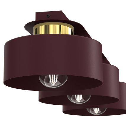 Lampa sufitowa MARTI 3xE27/15W/230V 68x20,5 cm bordowy/złoty