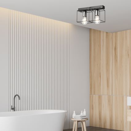 Lampa sufitowa MIKA 2xE27/60W/230V czarne/chrom