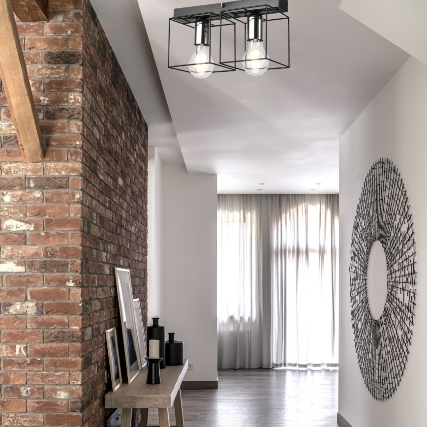 Lampa sufitowa MIKA 2xE27/60W/230V czarne/chrom