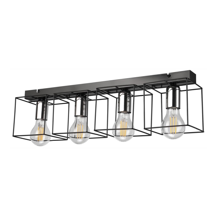 Lampa sufitowa MIKA 4xE27/60W/230V 61 cm czarna/chrom błyszczący