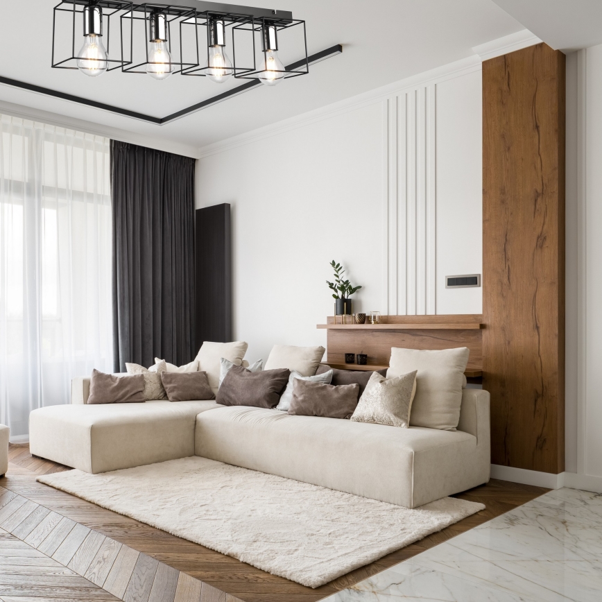 Lampa sufitowa MIKA 4xE27/60W/230V 61 cm czarna/chrom błyszczący