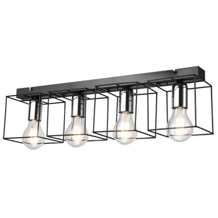 Lampa sufitowa MIKA 4xE27/60W/230V 61 cm czarna/chrom błyszczący