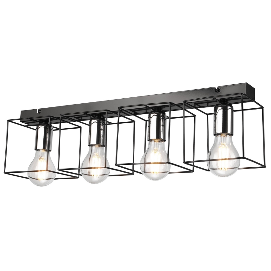 Lampa sufitowa MIKA 4xE27/60W/230V 61 cm czarna/chrom błyszczący