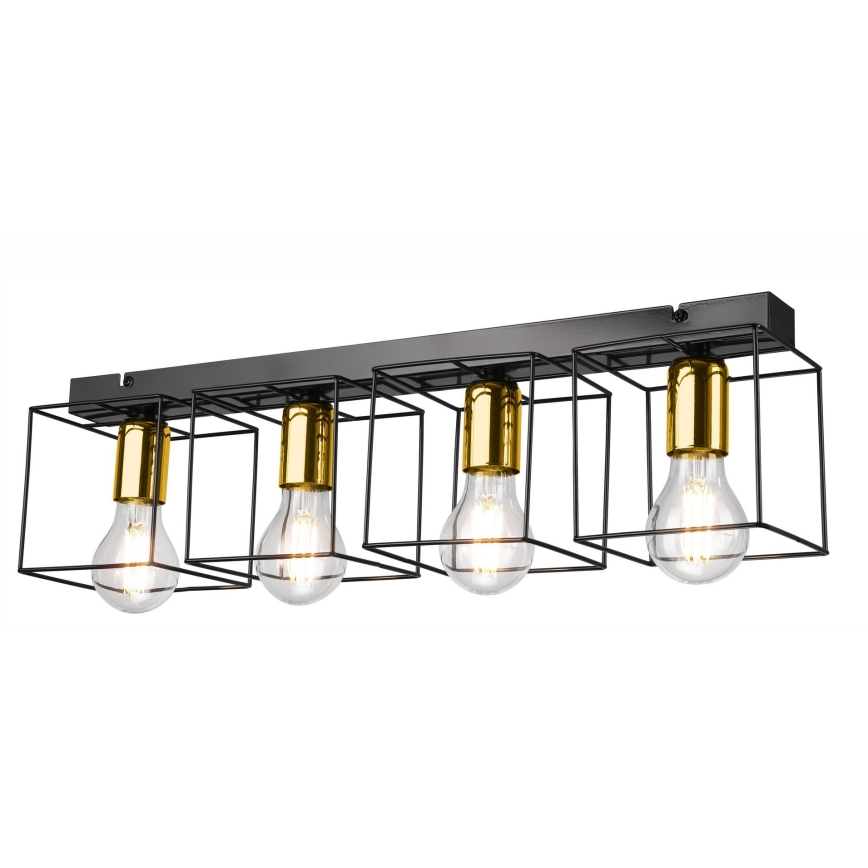 Lampa sufitowa MIKA 4xE27/60W/230V 61 cm czarne/złoty