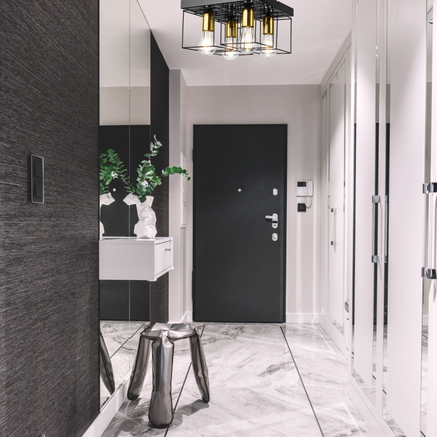 Lampa sufitowa MIKA 4xE27/60W/230V czarne/złoty