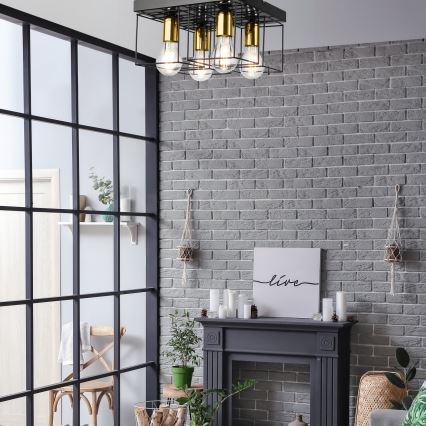 Lampa sufitowa MIKA 4xE27/60W/230V czarne/złoty