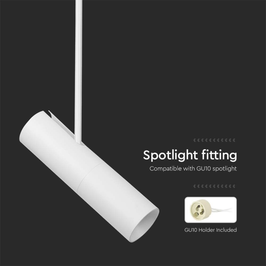 Lampa sufitowa na pręcie 1xGU10/35W/230V biała