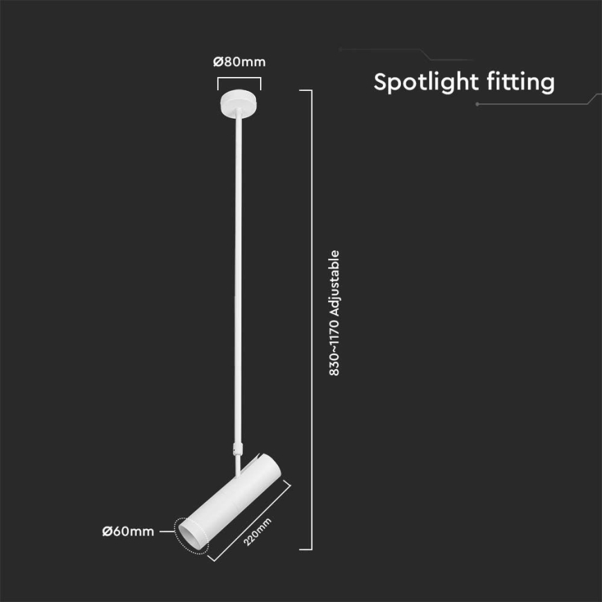 Lampa sufitowa na pręcie 1xGU10/35W/230V biała