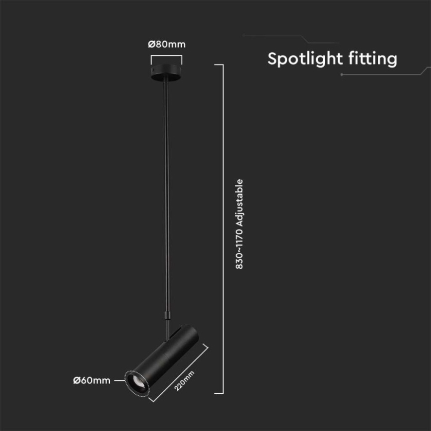 Lampa sufitowa na pręcie 1xGU10/35W/230V czarna