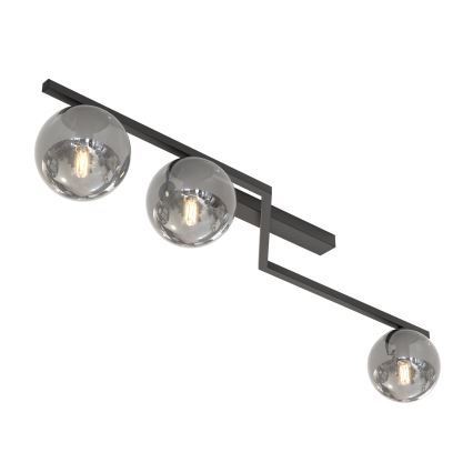 Lampa sufitowa NATON 3xE14/10W/230V czarna/dymione szkło