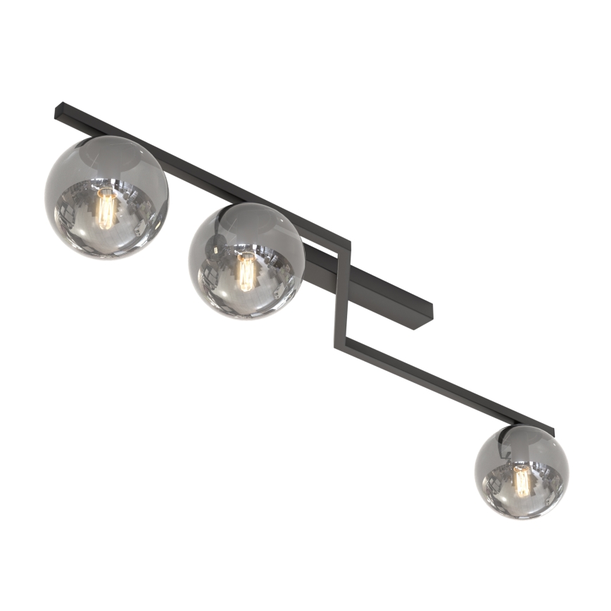 Lampa sufitowa NATON 3xE14/10W/230V czarna/dymione szkło