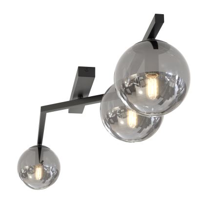 Lampa sufitowa NATON 3xE14/10W/230V czarna/dymione szkło