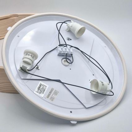 Lampa sufitowa do łazienki NATURAL 3xE27/15W/230V IP54 sosna Ø 37 cm