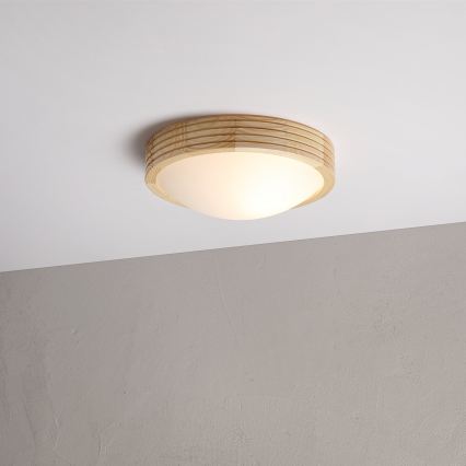 Lampa sufitowa NATURAL MODERN SLIM 1xE27/15W/230V śr. 27,5 cm sosna