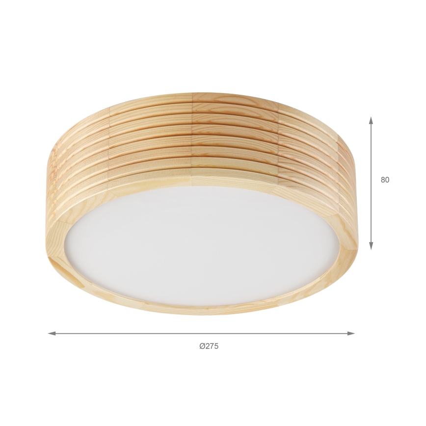 Lampa sufitowa NATURAL MODERN SLIM 1xE27/15W/230V śr. 27,5 cm sosna