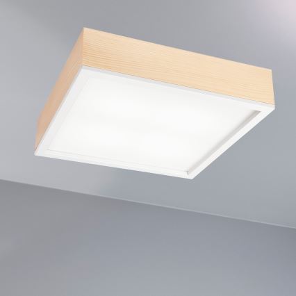 Lampa sufitowa NATURAL SQUARE 4xE27/15W/230V 39x39 cm sosna/biała