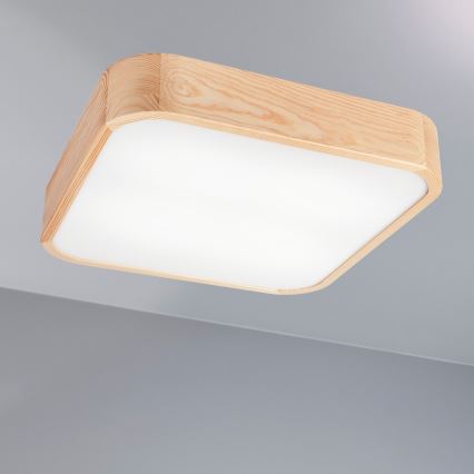 Lampa sufitowa NATURAL SQUARE 4xE27/15W/230V 45x45 cm sosna