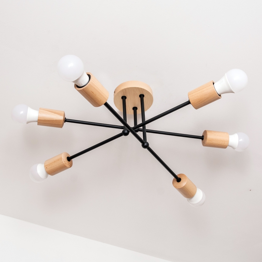 Lampa sufitowa natynkowa CAMBRIDGE 6xE27/15W/230V sosna