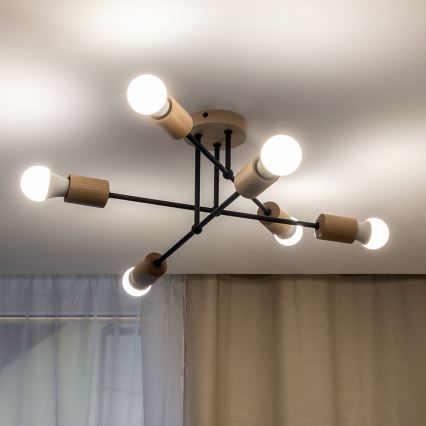 Lampa sufitowa natynkowa CAMBRIDGE 6xE27/15W/230V sosna