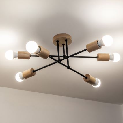 Lampa sufitowa natynkowa CAMBRIDGE 6xE27/15W/230V sosna