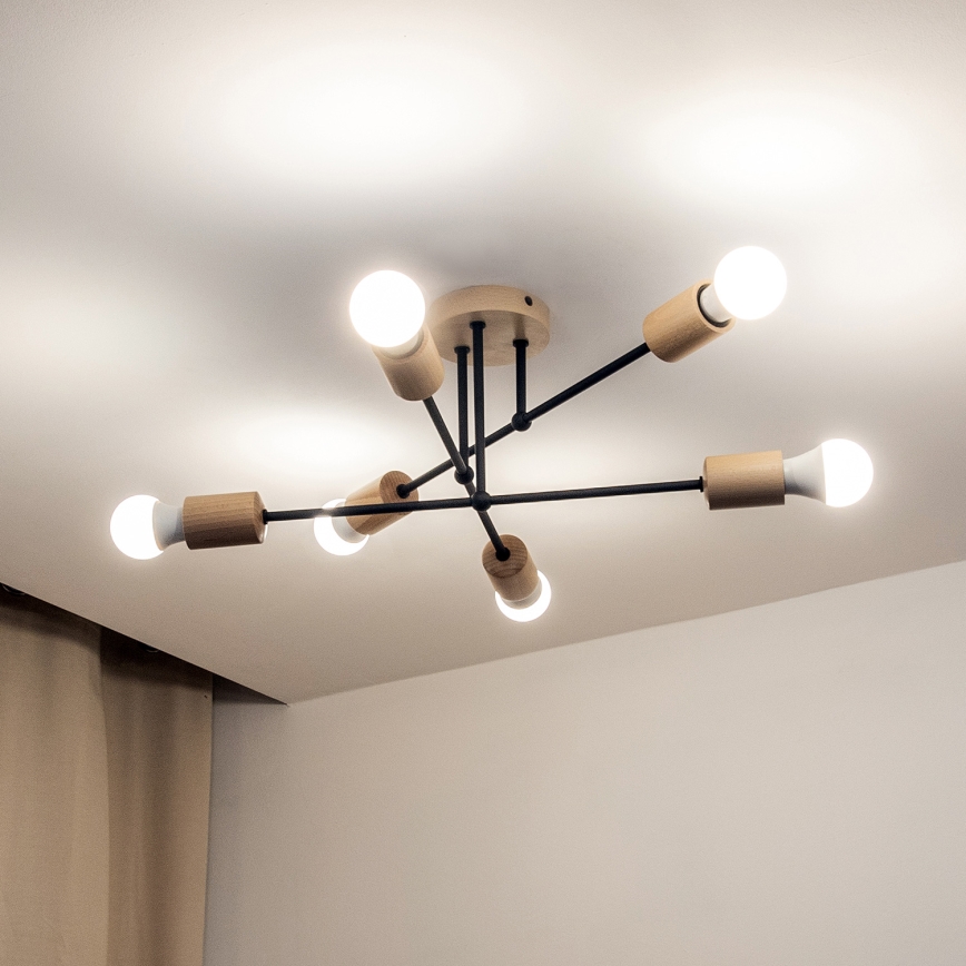 Lampa sufitowa natynkowa CAMBRIDGE 6xE27/15W/230V sosna