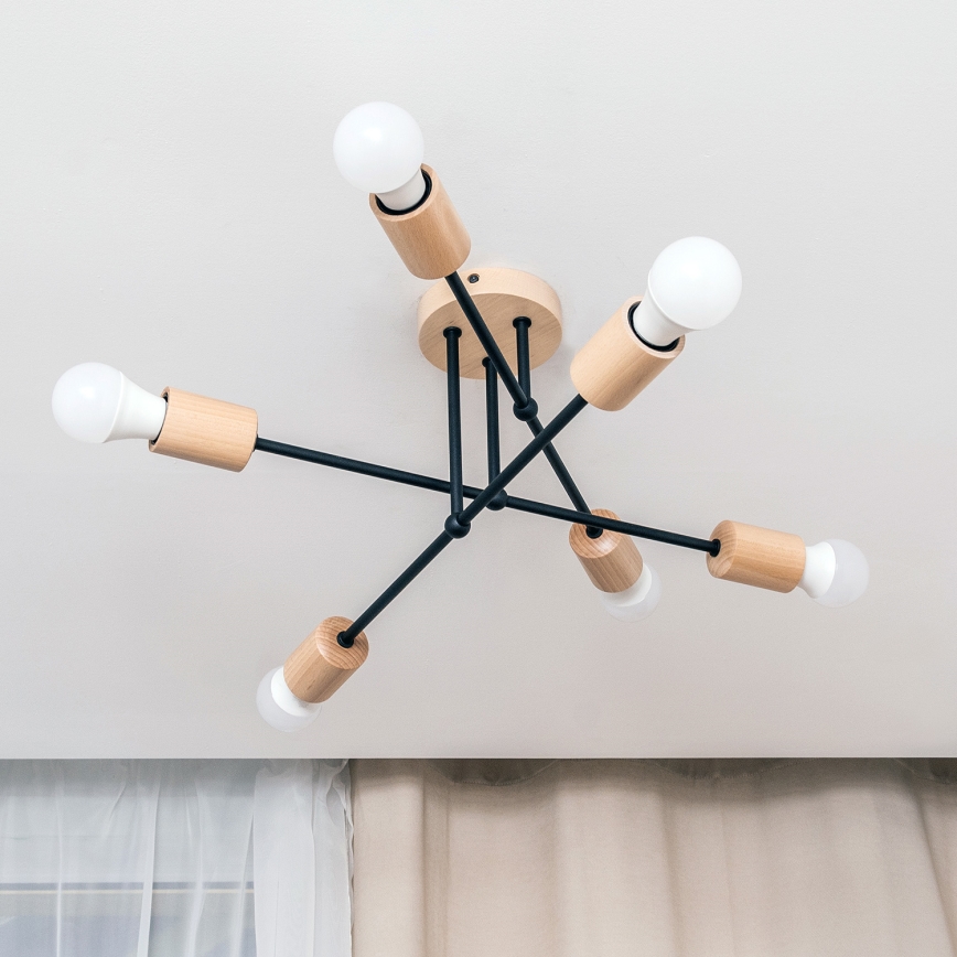 Lampa sufitowa natynkowa CAMBRIDGE 6xE27/15W/230V sosna