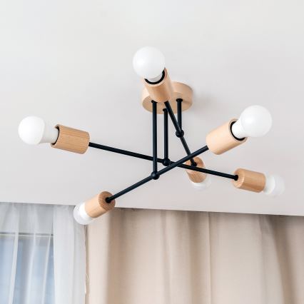 Lampa sufitowa natynkowa CAMBRIDGE 6xE27/15W/230V sosna