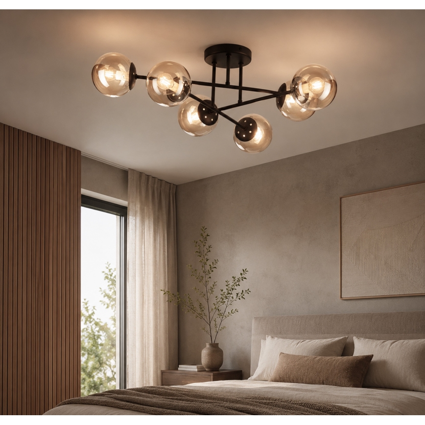 Lampa sufitowa natynkowa MALENA 6xE14/5W/230V brąz/przydymiony beż