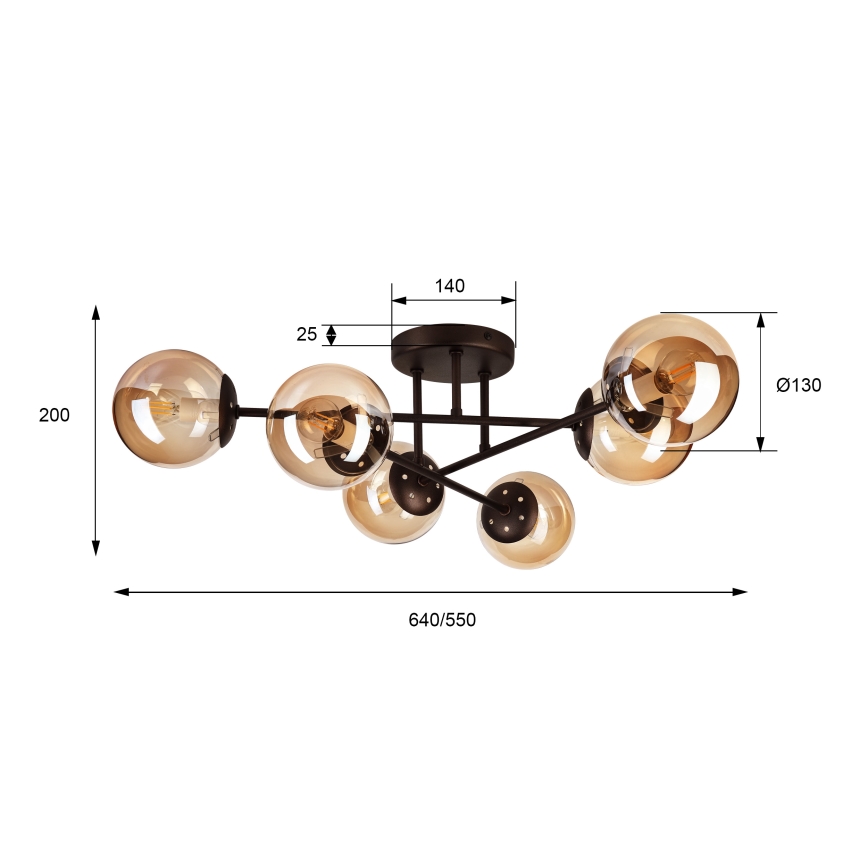 Lampa sufitowa natynkowa MALENA 6xE14/5W/230V brąz/przydymiony beż