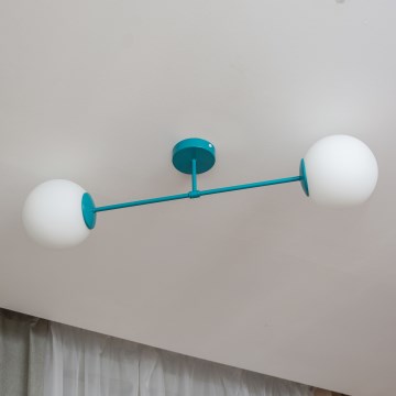 Lampa sufitowa natynkowa MOON 2xE27/15W/230V turkusowa