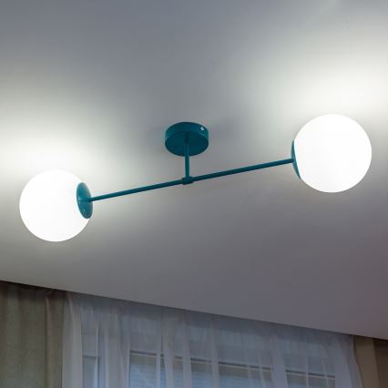 Lampa sufitowa natynkowa MOON 2xE27/15W/230V turkusowa