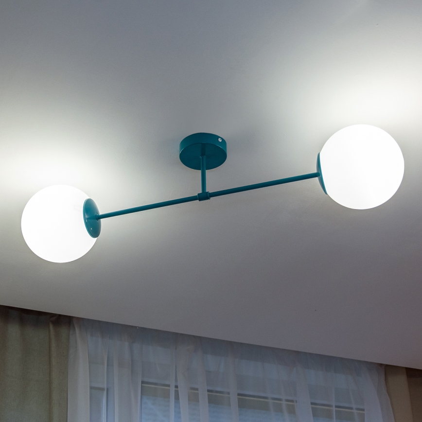Lampa sufitowa natynkowa MOON 2xE27/15W/230V turkusowa