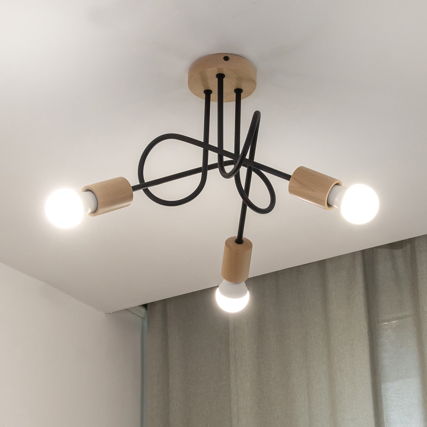 Lampa sufitowa natynkowa OXFORD 3xE27/15W/230V sosna/czarny