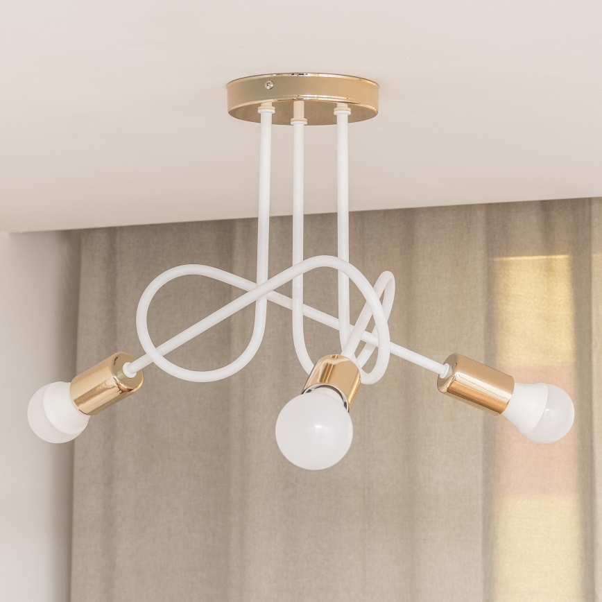 Lampa sufitowa natynkowa OXFORD 3xE27/15W/230V złota/biała