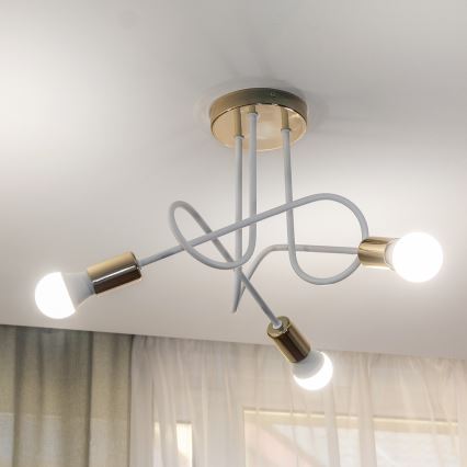Lampa sufitowa natynkowa OXFORD 3xE27/15W/230V złota/biała