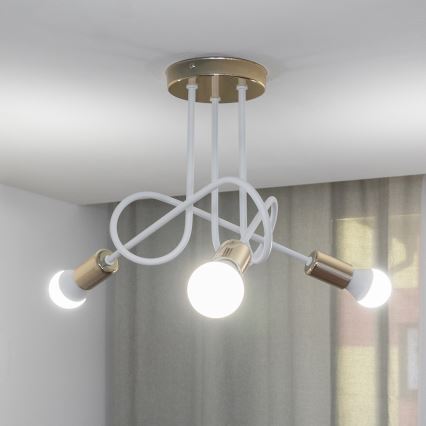 Lampa sufitowa natynkowa OXFORD 3xE27/15W/230V złota/biała