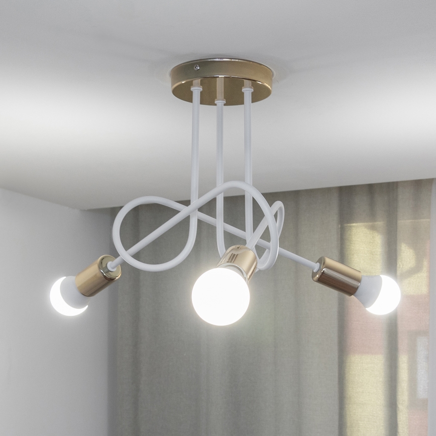 Lampa sufitowa natynkowa OXFORD 3xE27/15W/230V złota/biała