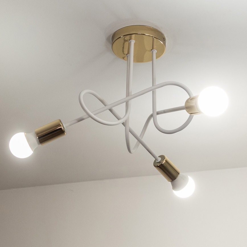 Lampa sufitowa natynkowa OXFORD 3xE27/15W/230V złota/biała