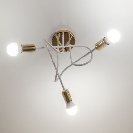 Lampa sufitowa natynkowa OXFORD 3xE27/15W/230V złota/biała