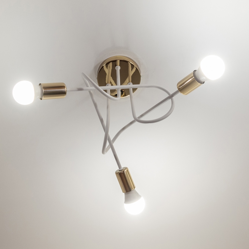 Lampa sufitowa natynkowa OXFORD 3xE27/15W/230V złota/biała