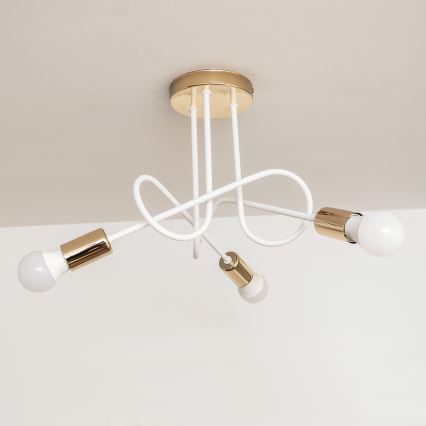 Lampa sufitowa natynkowa OXFORD 3xE27/15W/230V złota/biała