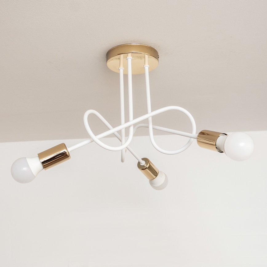 Lampa sufitowa natynkowa OXFORD 3xE27/15W/230V złota/biała