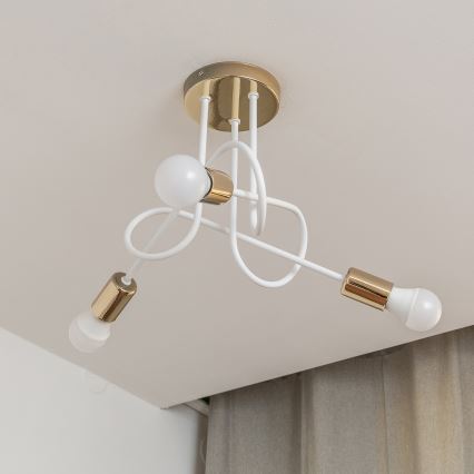 Lampa sufitowa natynkowa OXFORD 3xE27/15W/230V złota/biała