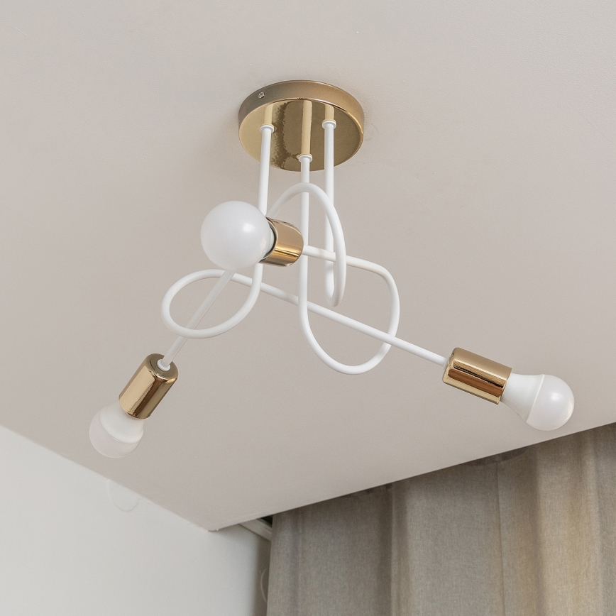 Lampa sufitowa natynkowa OXFORD 3xE27/15W/230V złota/biała