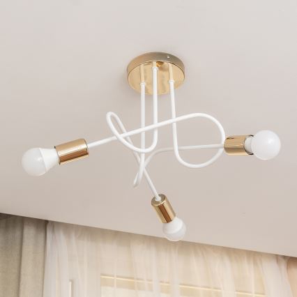 Lampa sufitowa natynkowa OXFORD 3xE27/15W/230V złota/biała