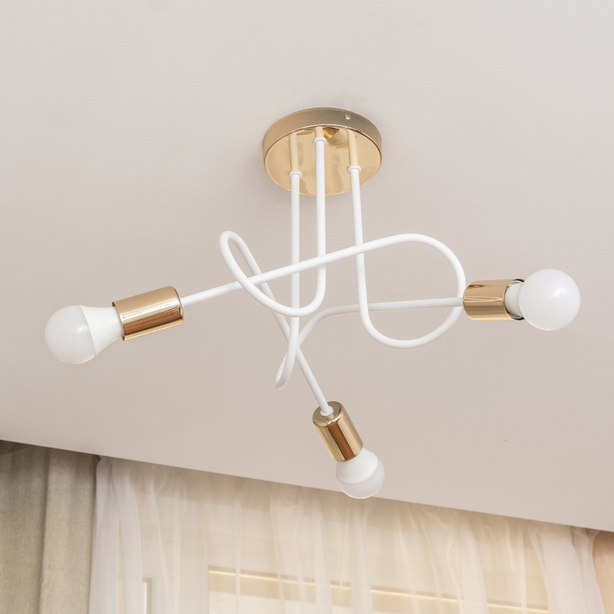 Lampa sufitowa natynkowa OXFORD 3xE27/15W/230V złota/biała